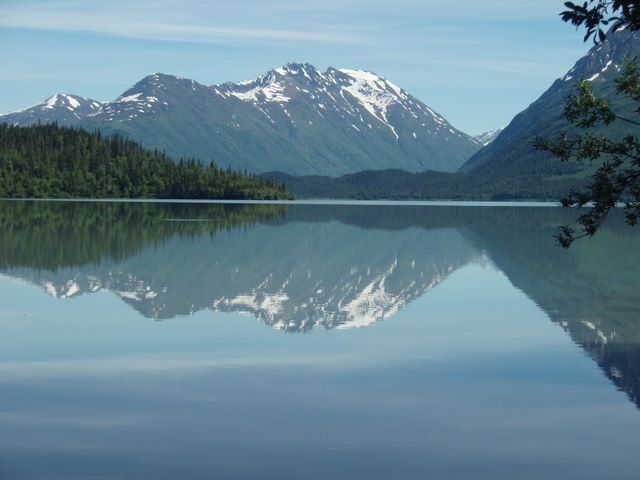 Mountains and Reflection in Lake Along Seward Highway